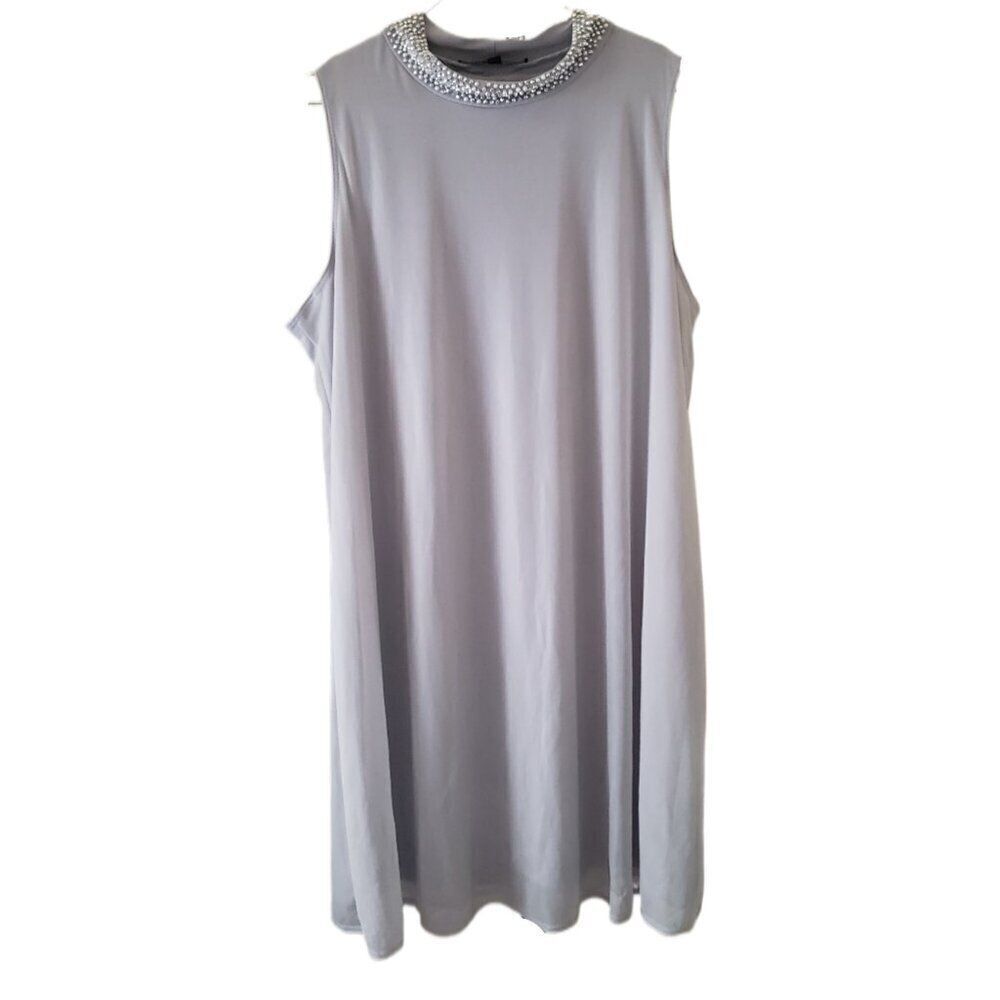 Nik and Nash Silver Beaded Collar Sleeveless Dress